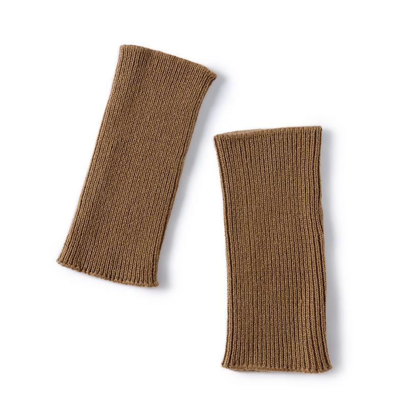 Ribbed 100% Pure Cashmere Fingerless Knit Gloves