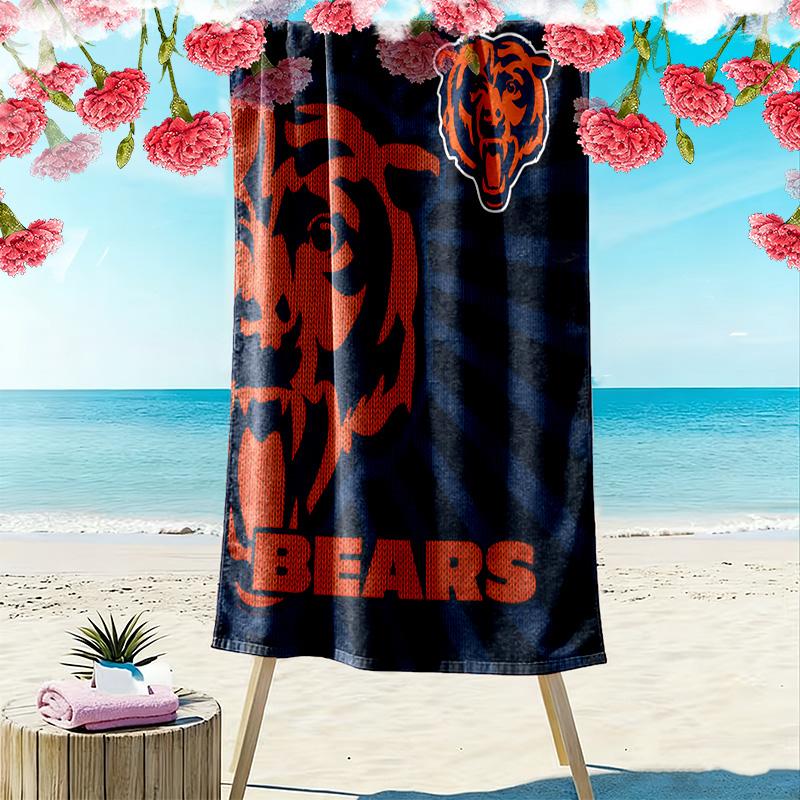 Chicago Bears Print Beach Towel, Large Soft Quick Dry Towel for Beach Camping Swimming