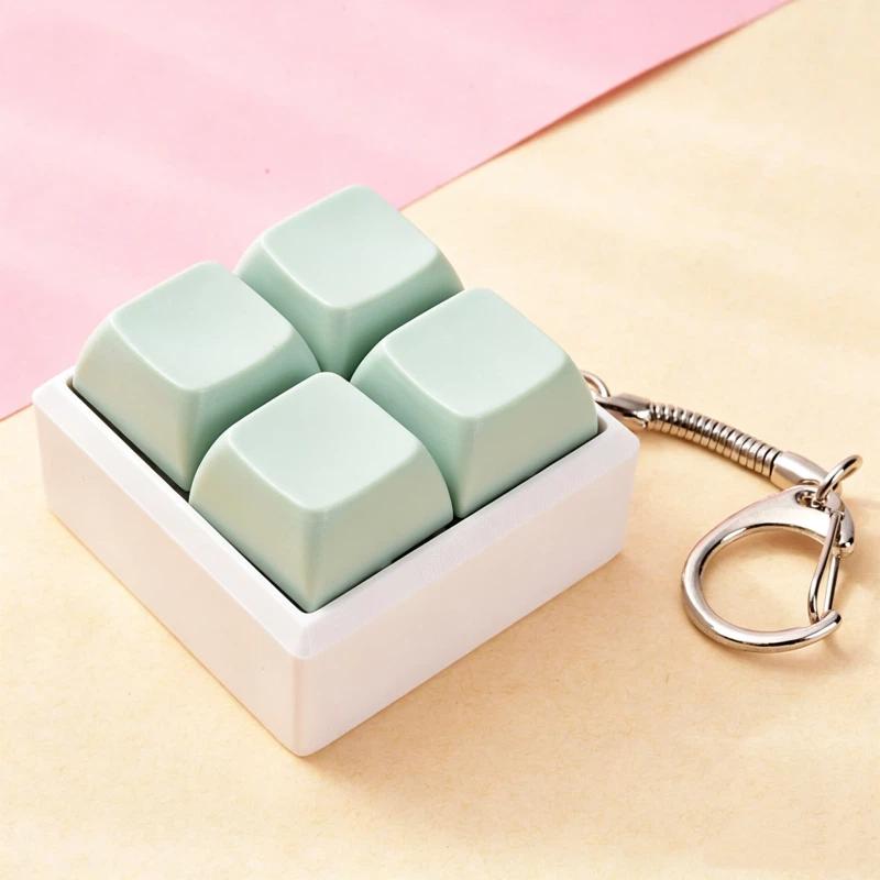 Mini 4 Keys Mechanical Keyboard Fidget Keychain Satisfying Click Sound Unique Gift for Keyboard Enthusiasts Friends