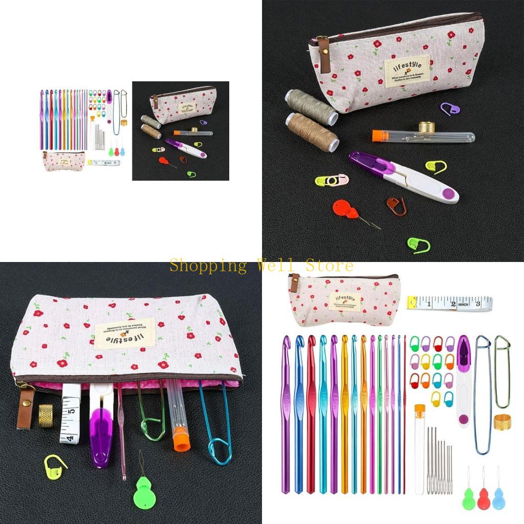 KX4B Aluminum Alloy Crochet Hooks Kits for Beginner Adult, Ergonomic Grip Crochet Needle with Smooth Tip Crochet Hooks Sets China Mainland
