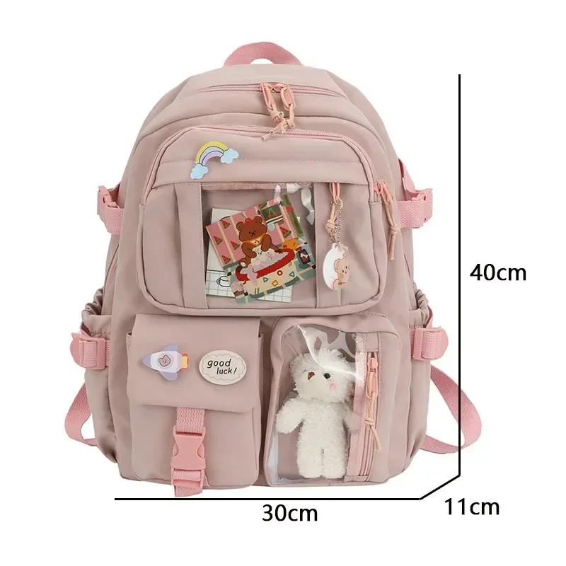 Kawaii Aesthetic Women Backpack School Bag for Teen Girls Japanese Korean Rucksack Student Bookbags Cute School Backpack Mochila