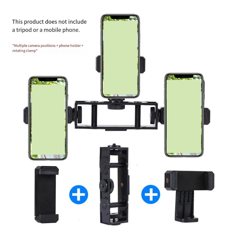 Mobile Phone Bracket Double Adjustable Clip Three Position for Live Stream Video Recording Multifunctional Tripod