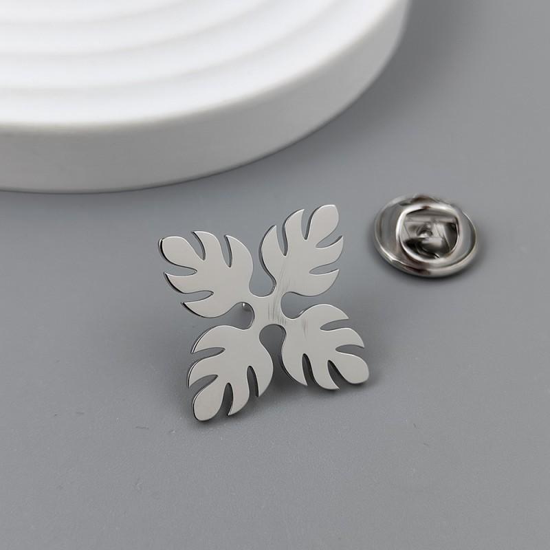 Creative Four Leaf Plant Brooch Cufflinks Design Sense Light Luxury Niche Versatile Clothing Accessories 14k