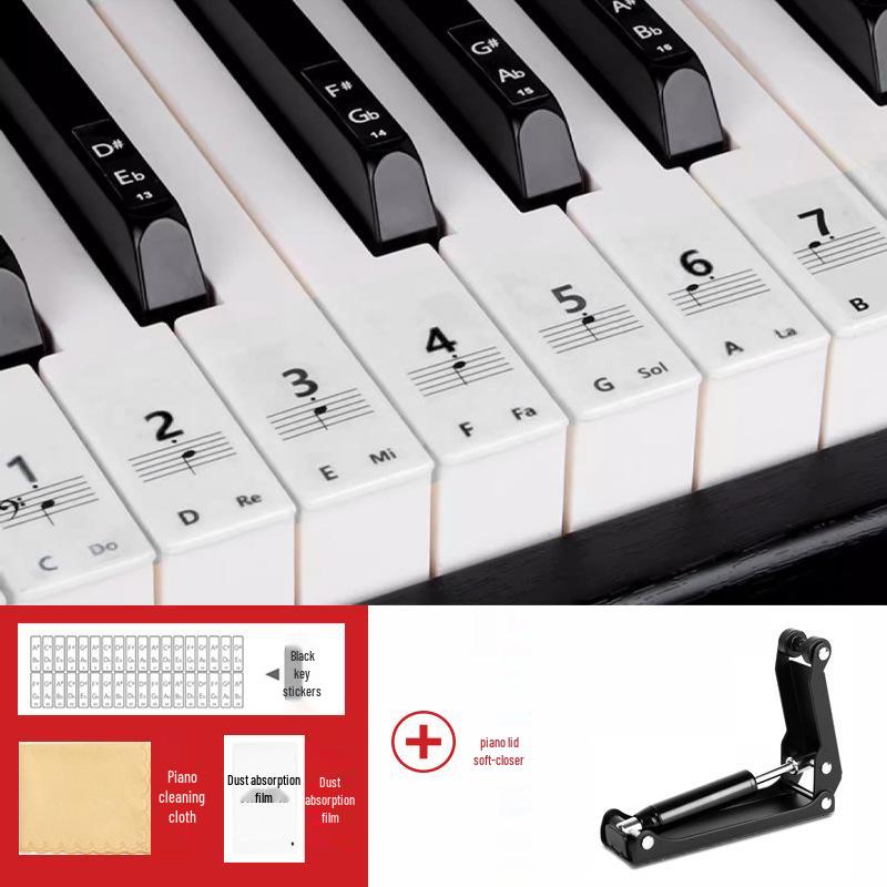 Colorful Piano Keyboard Stickers for 88, 61, and 54 Keys - Note Stickers with Numbers and Staff for Electronic Keyboards