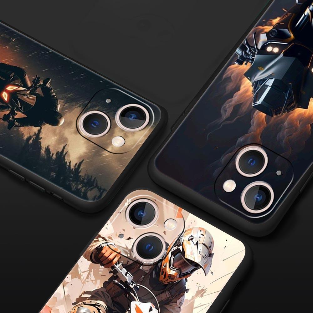 Moto Cross Motorcycle Sports Phone Case For iPhone 17 16 15 Pro Max 11 12 13 14 7 8 Plus SE 2020 X XR XS Cover Soft Black