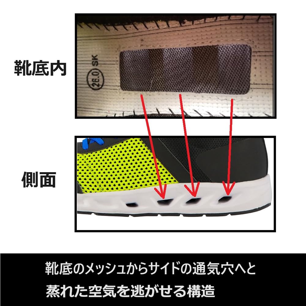 Safety Shoes Safety Shoes Work Shoes Mesh Specifications Breathable Cushioning Phantom Light E0734MY Black Cm 3E [Koshin Rubber] FL-5030LC 27.0