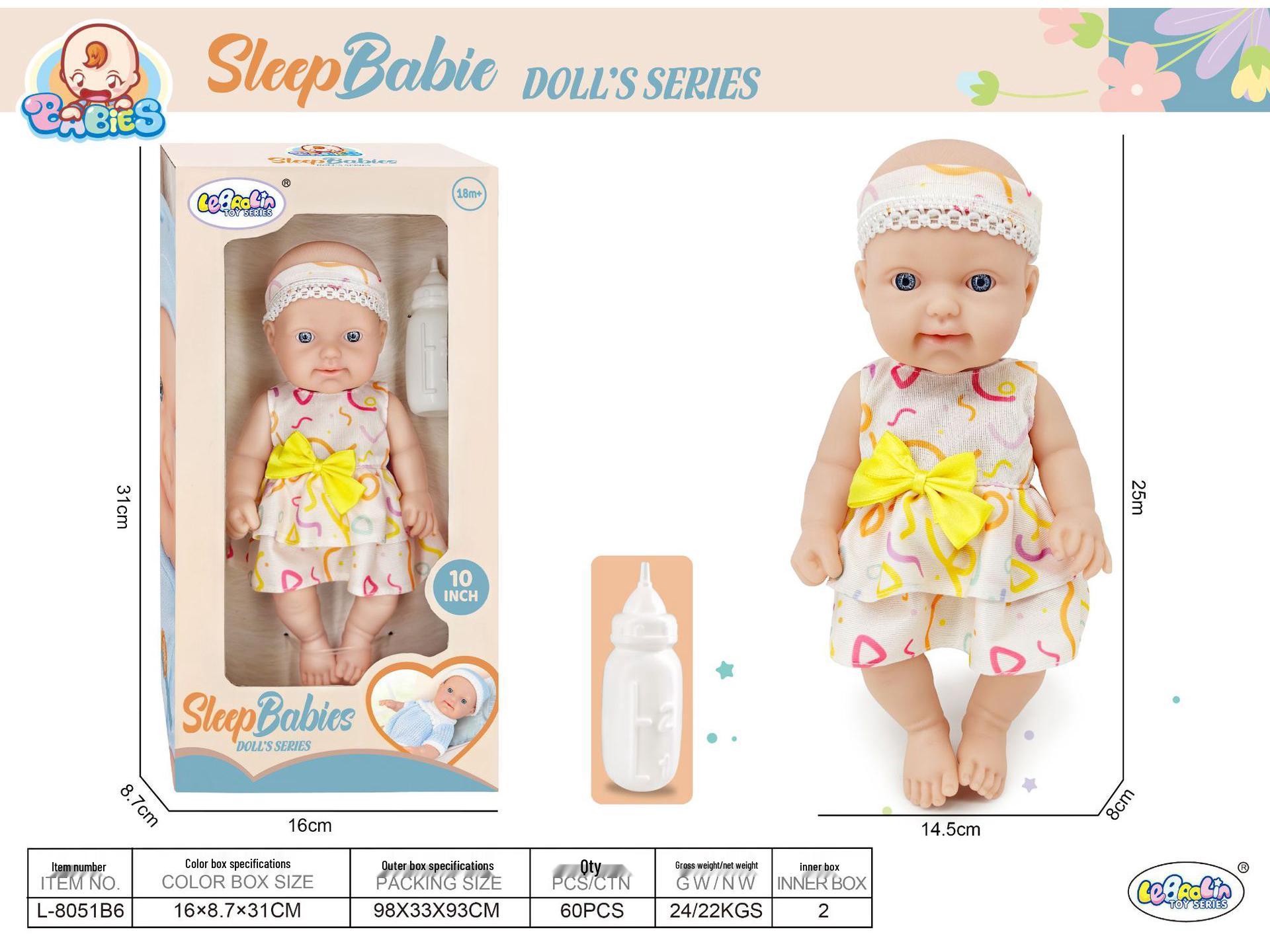 Реалистичная силиконовая кукла-младенец 10 дюймов с погремушкой, бутылочкой и аксессуарами для коляски