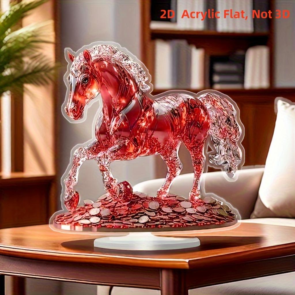 2D Flat Elegant Crystal Horse Statue Home Decoration Retro Style Animal Theme Decoration Logo and Plaque,for Office, Bedroom, Dining Room, Bathroom