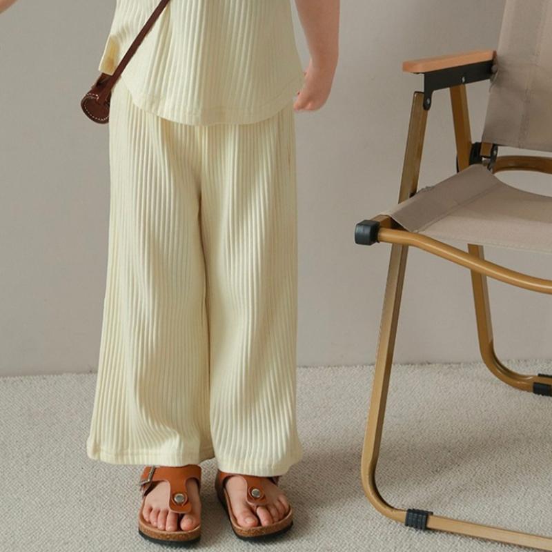 Summer Children's Ice Silk Clothing Set Baby Girl Loose Sleeveless Top and Pants Two-piece Set