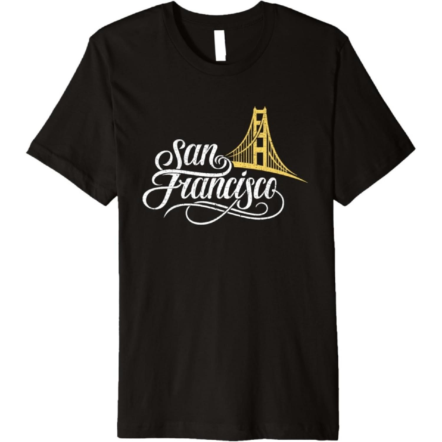 San Francisco California Golden Gate Bridge Vintage Premium T-Shirt S