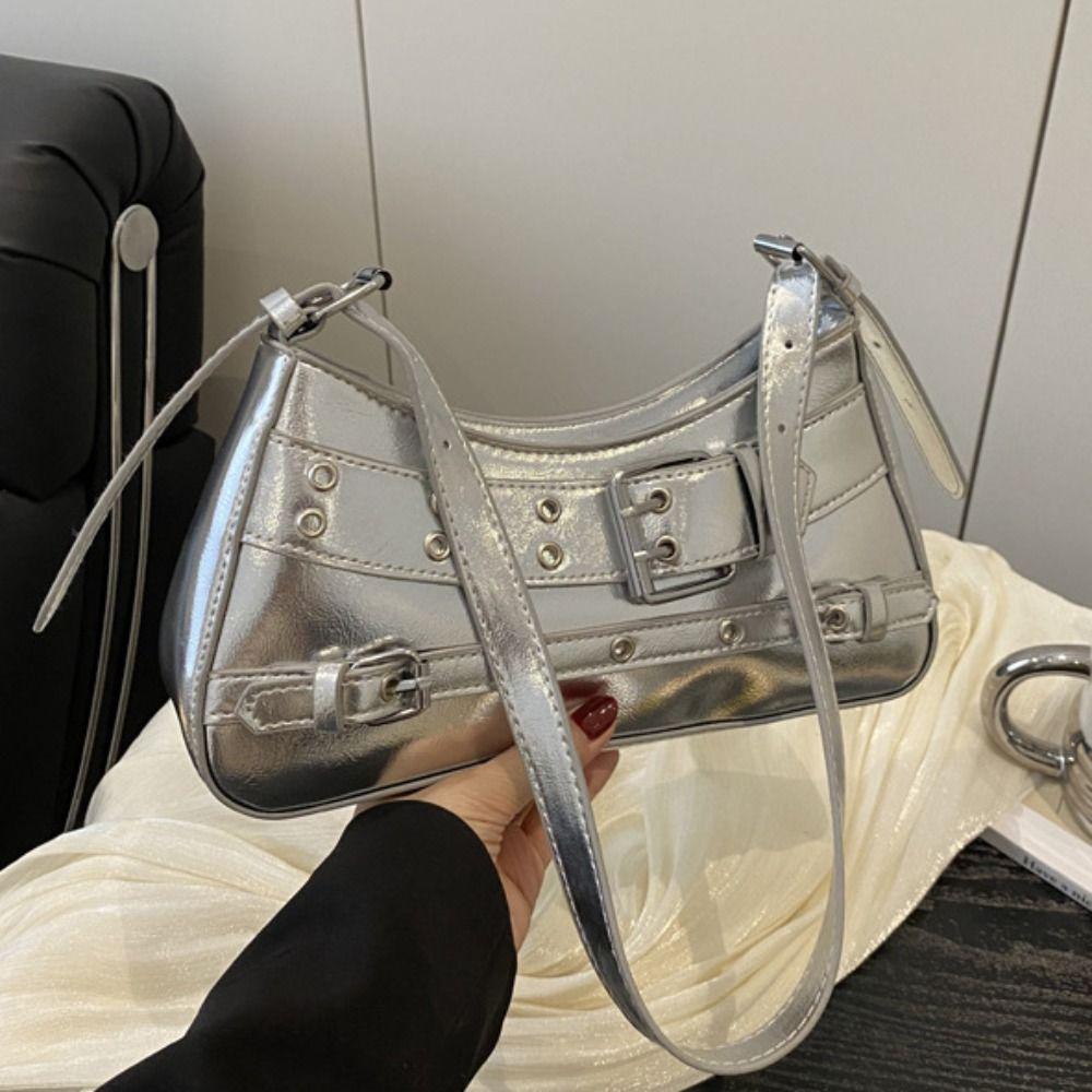 Elegante Y2k Unterarmtasche Pu-Leder Würziges Mädchen Handtasche Straße Gürtelschnalle Schultertasche Outdoor