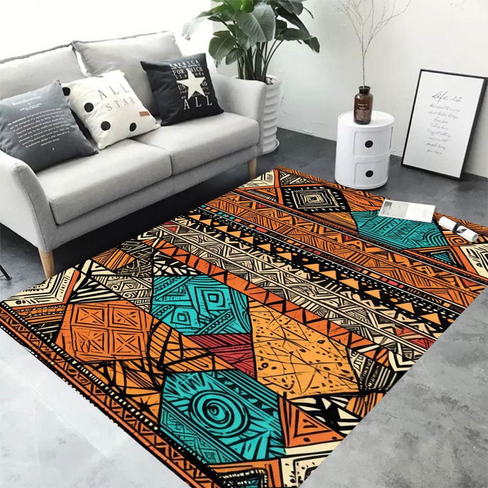 Nordic Moroccan Retro Ethnic Style Patchwork Pattern Square Carpet Bedroom and Living Room Indoor Use Decoration
