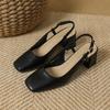 High Heeled Sandals Square Head Bag Head Half Slippers Women Wear New Mary Jane Shoes Rear Empty Sandals Women's Summer
