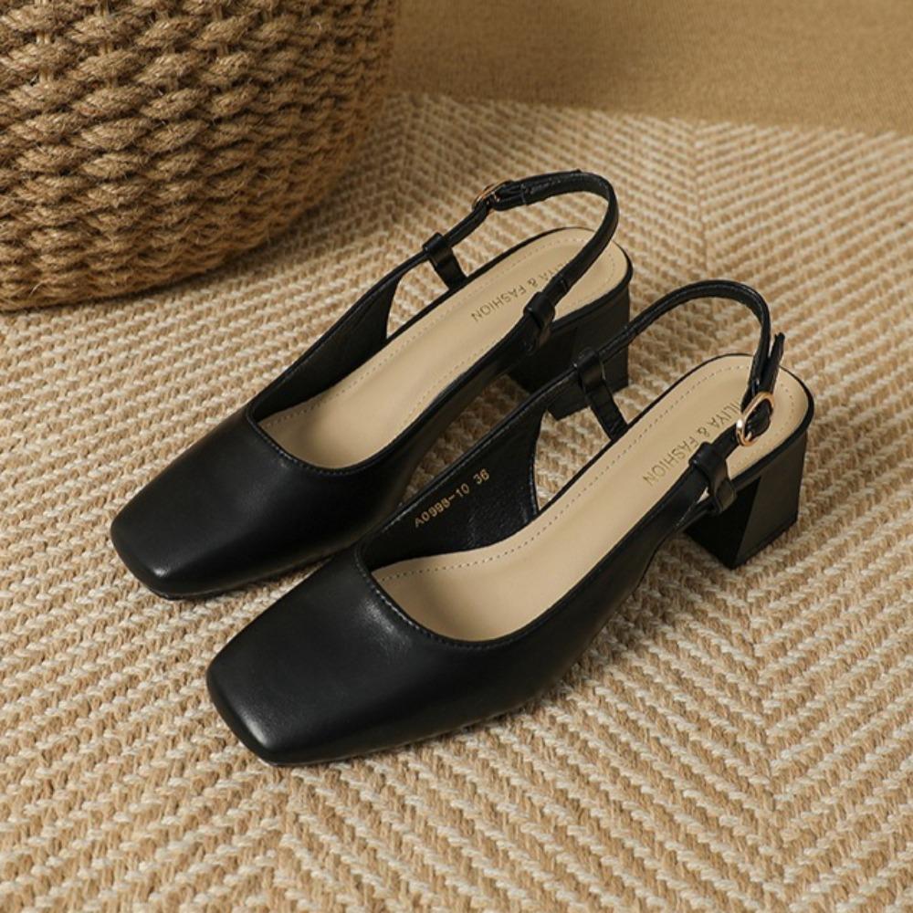 High Heeled Sandals Square Head Bag Head Half Slippers Women Wear New Mary Jane Shoes Rear Empty Sandals Women's Summer