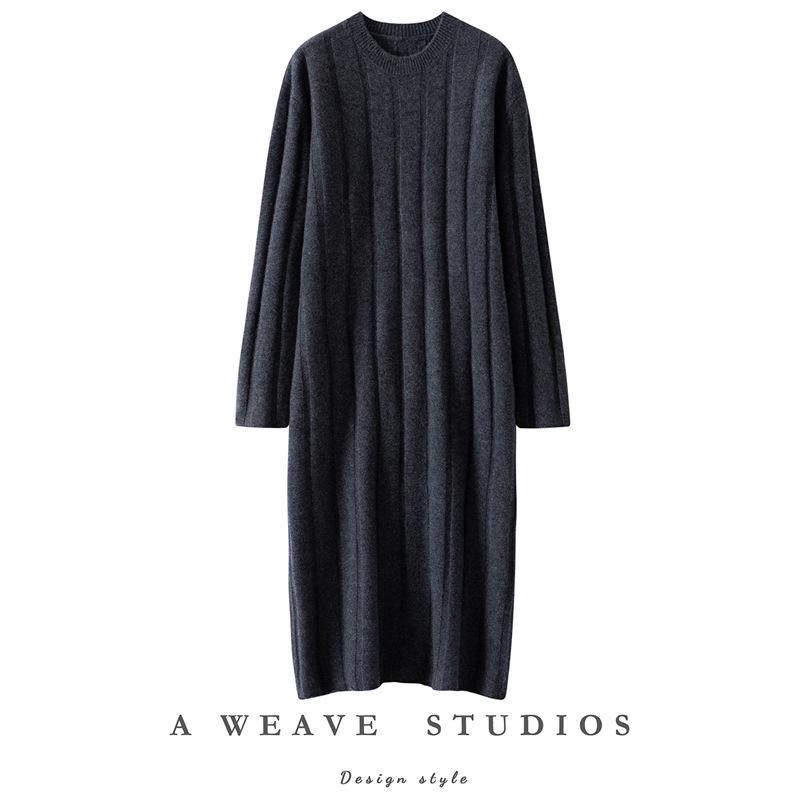 

Women s Cashmere Sweater: Round Neck, Mid-Length, Slimming Fit, Heather Yarn with Color Dots. One Size