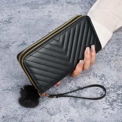 Cross-border Ladies V Embroidered Long Wallet  Korean Autumn and Winter New Large-capacity Multi-card Holding Coin Purse