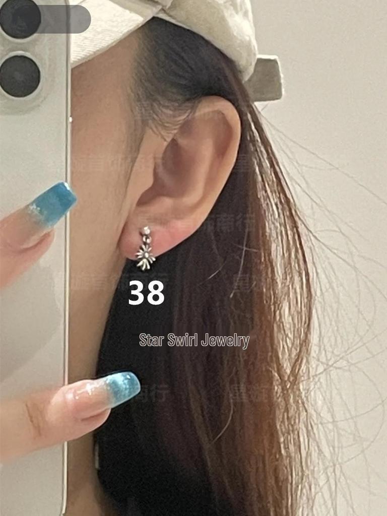 Cercei atârnători New Cross G-Dragon cu diamante colorate pentru bărbați și femei, Cupru alb, Argint thailandez, Ac din argint s925