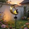 Solar Garden Light, Waterproof Metal Cat Butterfly Moon Pathway Stake Light for Yard, Lawn, Patio, Outside Decor