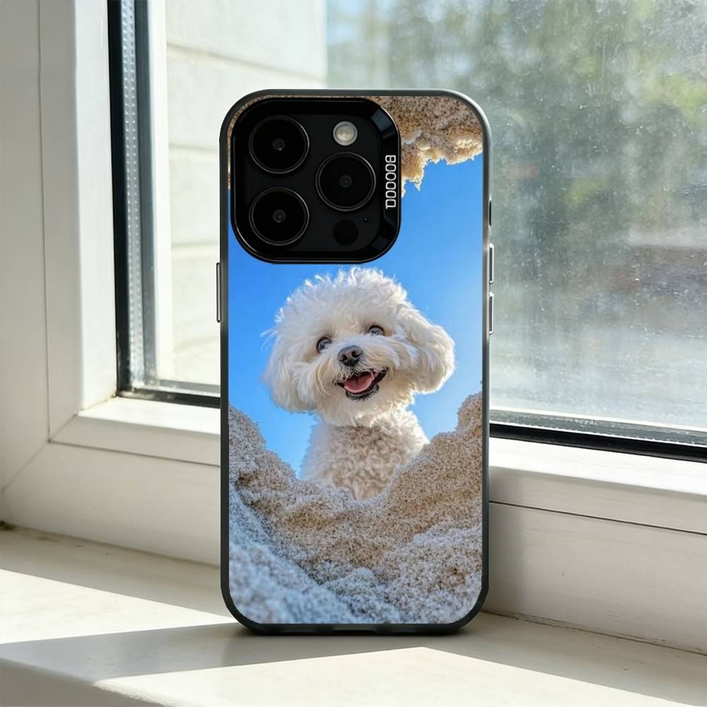 

Cute Cartoon Bichon P-puppy Phone Case For iPhone 17,16,15,14,13,12,11 Plus,Pro Max,XS,Colorful Silver Phone case Funda Cover iPhone15