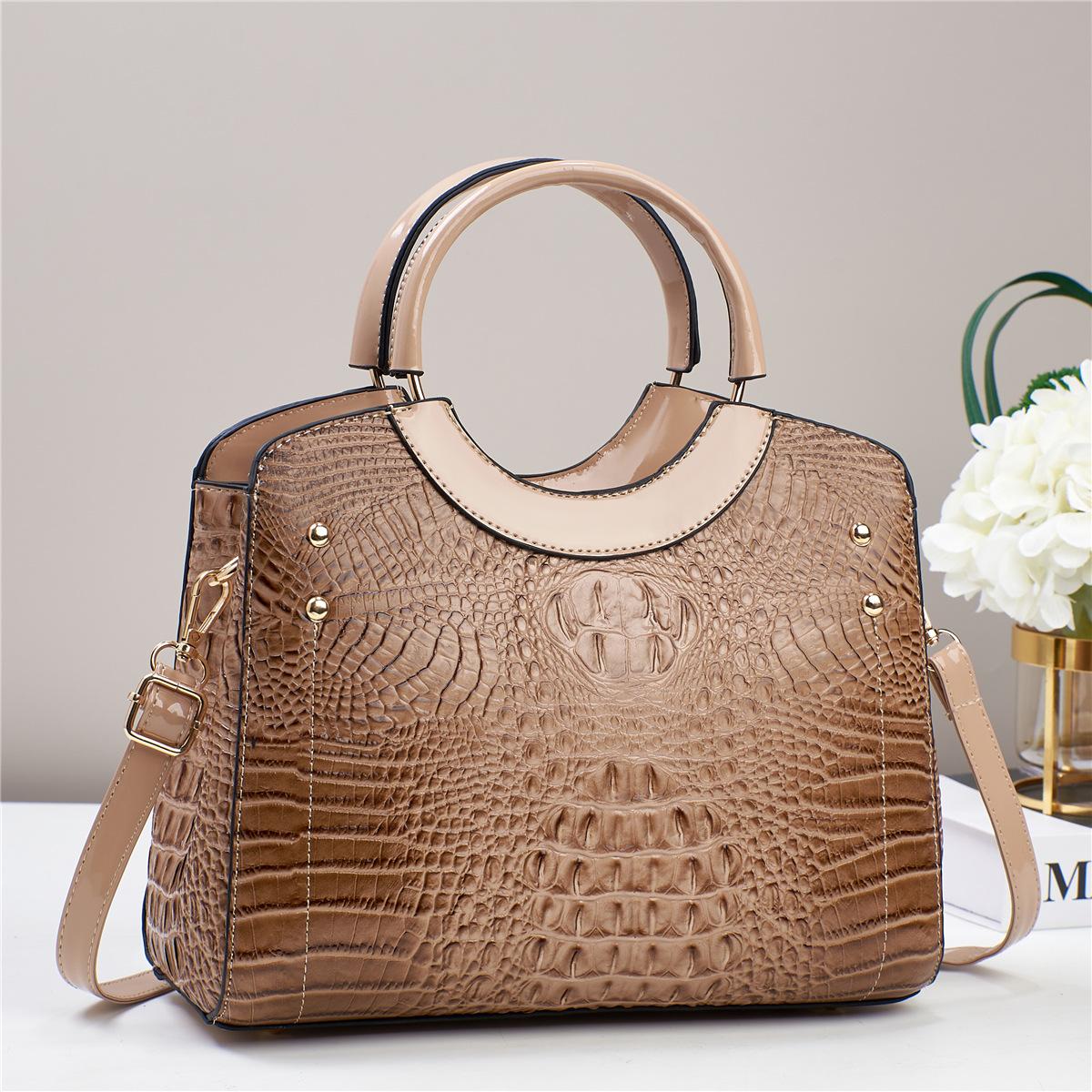 

Женские кошельки с крокодиловым принтом и верхней ручкой, сумки через плечо из искусственной кожи, женская модная сумка-тоут большой вместимости с плечевым ремнем хаки