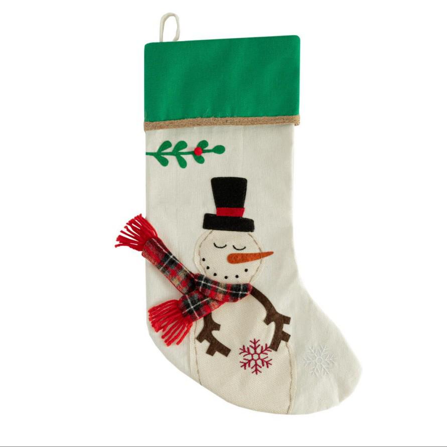 Burlap Christmas Stocking Gift Bag & Snowman Ornament - 2025 Edition
