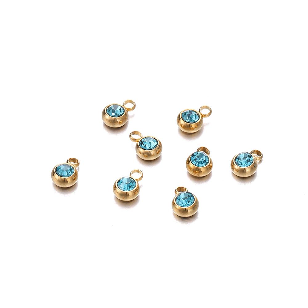 20 Stück 6mm Edelstahl Strassperlen Goldfarbe Kristall Anhänger für DIY Halskette Armband Charm Schmuckherstellung