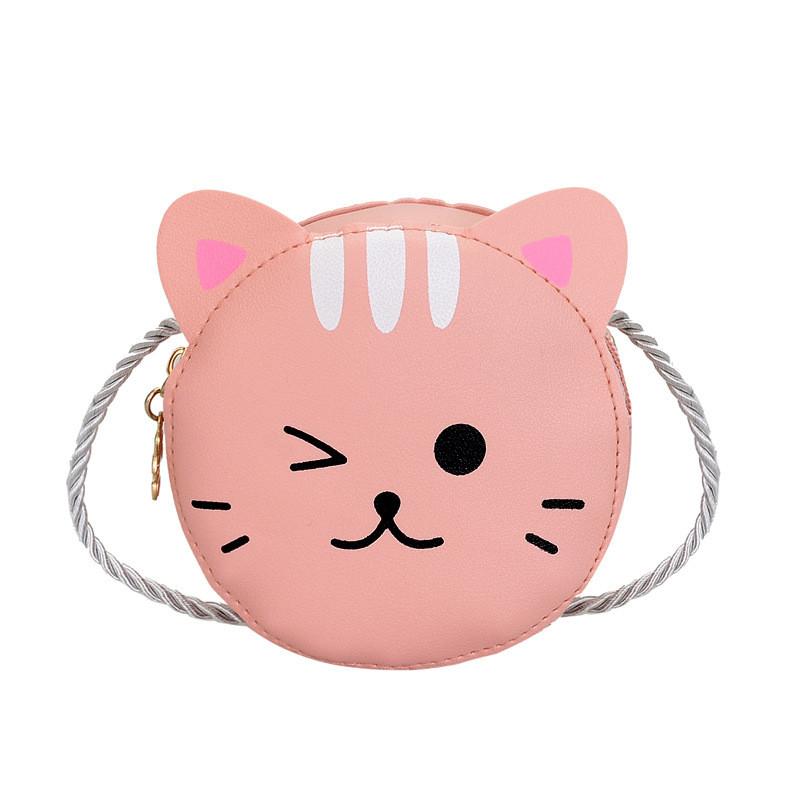 Childrens Cute Cat Pattern Pu Material Small Wallet With Snap Closure For Girls