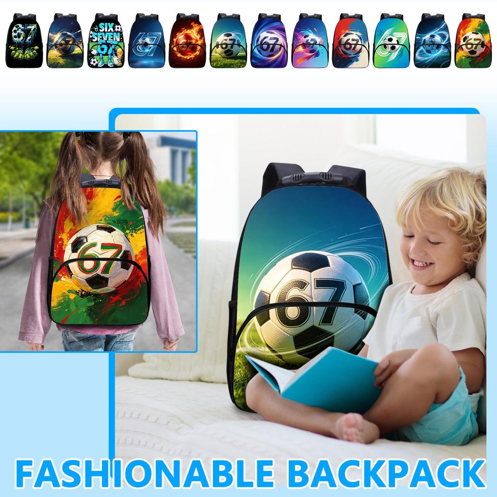 Large Capacity Soccer Print Backpack Durable School Bag with Multiple Compartments Adjustable Shoulder Straps and Front Pocket for Daily Use