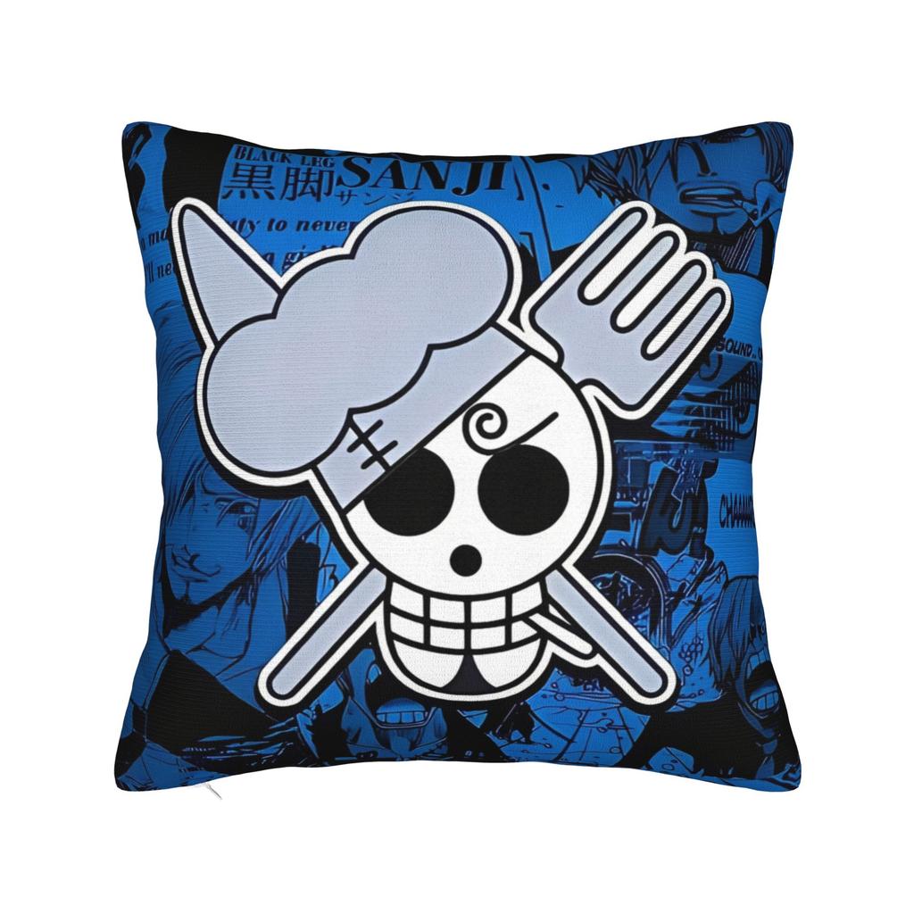 Luffy Anime  Skull Square Pillow Case  Cushion Cover Funny Zipper Decorative Pillowcover for Sofa Cm