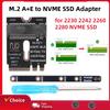 M.2 A+E To NVME SSD Adapter A/E Key To M Key PCIE 4.0 Riser Card NGFF A+E-Key WIFI Interface for 2230 2242 2260 2280 NVME SSD