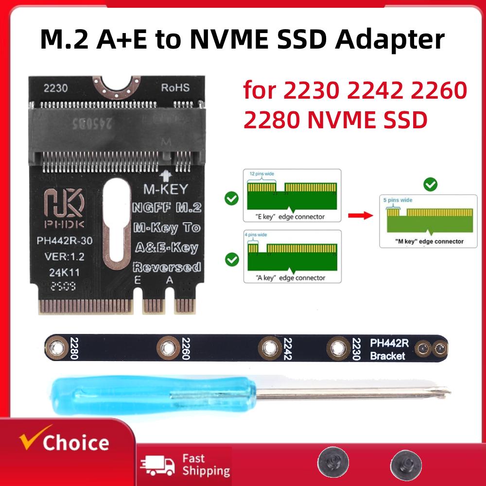 M.2 A+E To NVME SSD Adapter A/E Key To M Key PCIE 4.0 Riser Card NGFF A+E-Key WIFI Interface for 2230 2242 2260 2280 NVME SSD