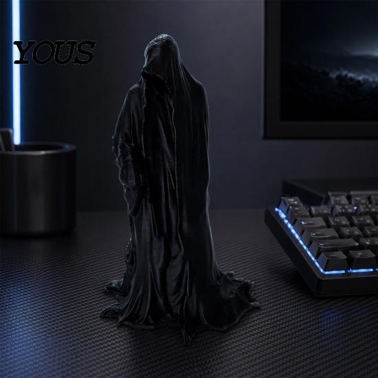Exquisite Texture Statue 3D Printed Faceless Statue, Mysterious Hooded Figurine, Minimalist Art Sculpture for Desk Dark Style Bookshelf,