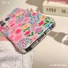 Applicable To Apple 16pro Full Screen Flower Mobile Phone Case Iphone15 Full Inclusive IMD Cartoon Lanyard Protective Cover 14 Women