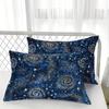 Starry Sky Comforter Set - Soft Blue Interstellar Printed Quilted Bedding with 1 Comforter and 2 Pillow Cases, Golden Stars Patt