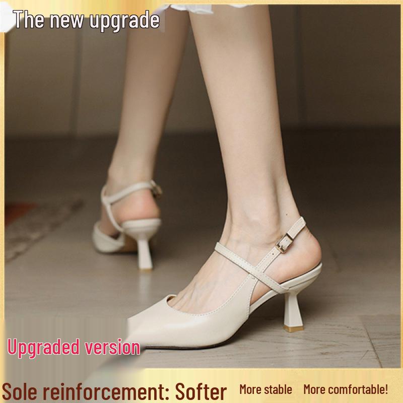 Nude Peep-Toe Stiletto Sandals for Women - Pointed Toe, Hollow Design, Bridesmaid Shoes for Summer and Autumn