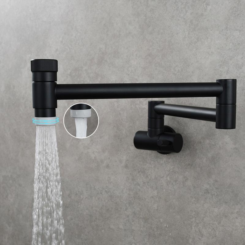 Brass Kitchen Wall Mounted Sink Faucet Rotary Folding Single Cold Faucet Single Hole Single Handle Vegetable Basin Tap