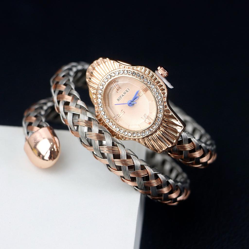 Mode Diamant BIFANXI Neue Quarzuhr Damen Einzigartige Schlangenform Europäisch Amerikanische Armbanduhren Drahtgeflecht Damenuhr