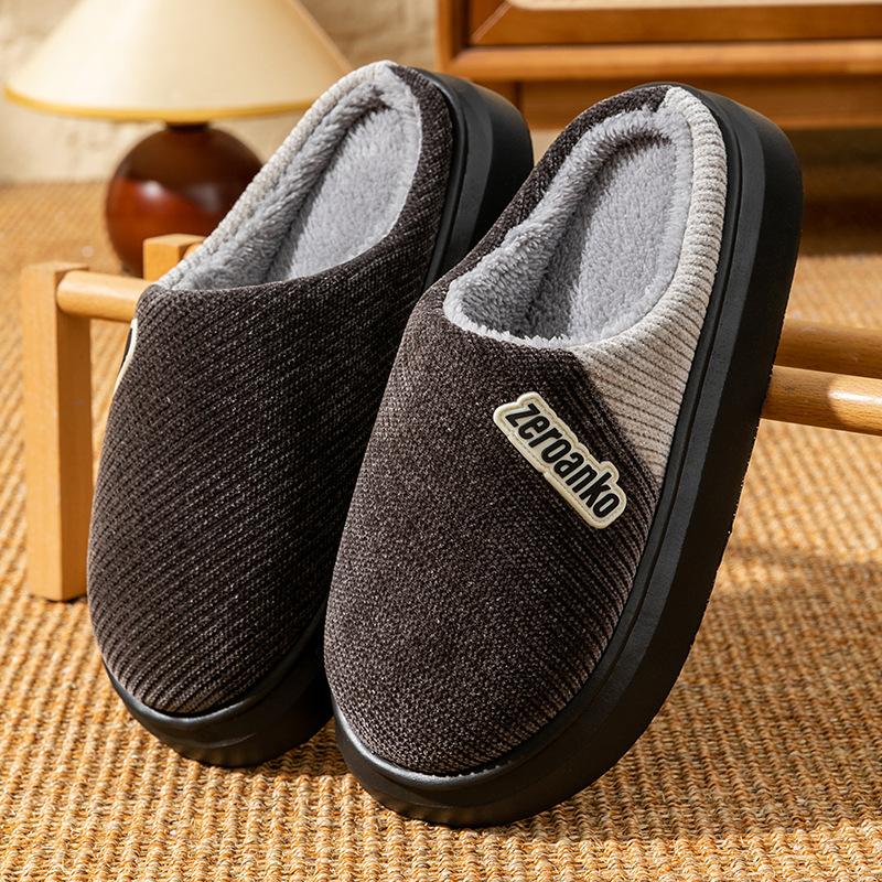 Cotton slippers autumn and winter indoor home EVA thick bottom plush warm advanced sense silent plush slippers
