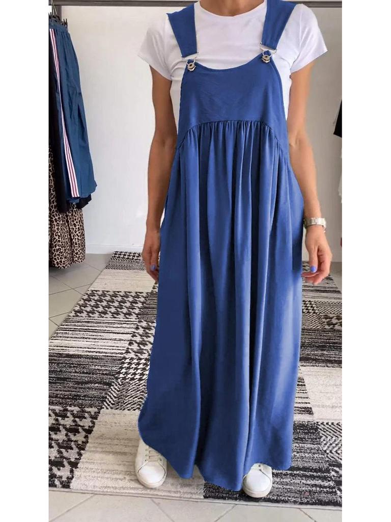 2025 Sommer Damen Baumwollleinen Camisole Maxi Kleid