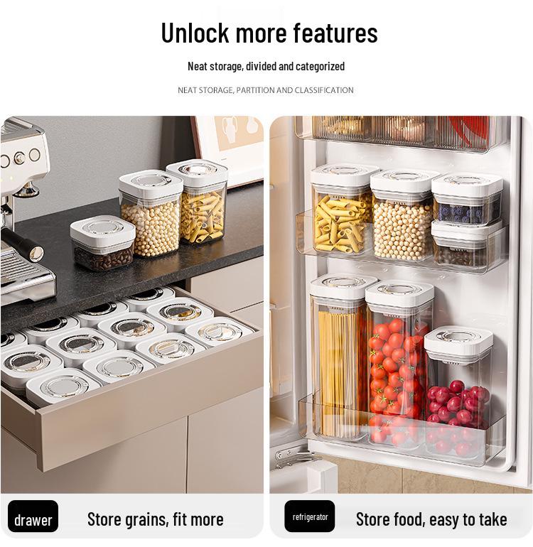 Press-Type Airtight Kitchen Container for Cereal & Grain Storage