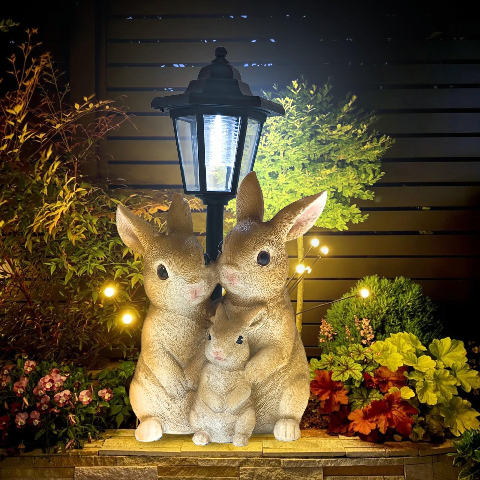 

Solar Garden Statues Outdoor Decor,Rabbit Figurines wiht LED Lights Yard Ornaments Women Garden Gifts,Unique Housewarming Gifts 0-5W