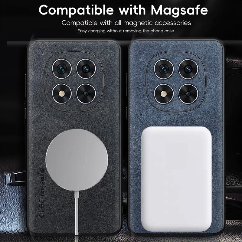 Suede Leather For Magsafe Magnetic Wireless Charge Case For Redmi Note 14 Pro Plus 13 12 Pro 5g Cover