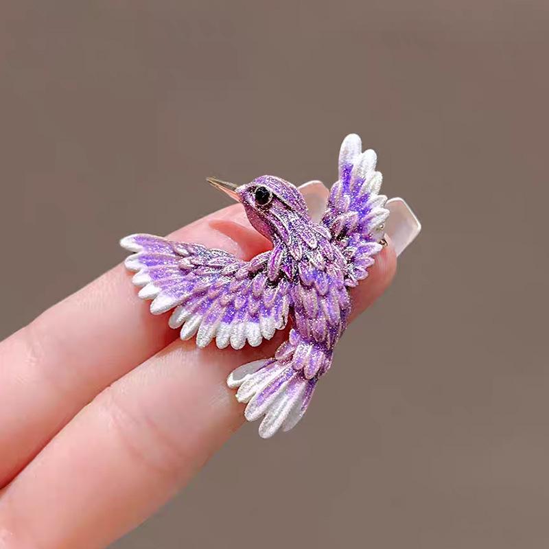 Chinese-style Alloy Bird Anti-glare Brooch with A Sense of High-end, Light Luxury and Niche Design