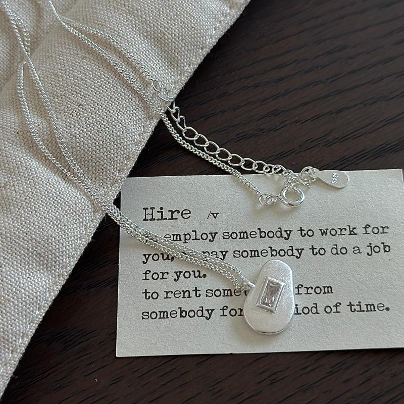 S925 Sterling Silver Niche Design Sense Retro Matte Simple Necklace Korean Style Fashionable Collarbone Chain 925 silver