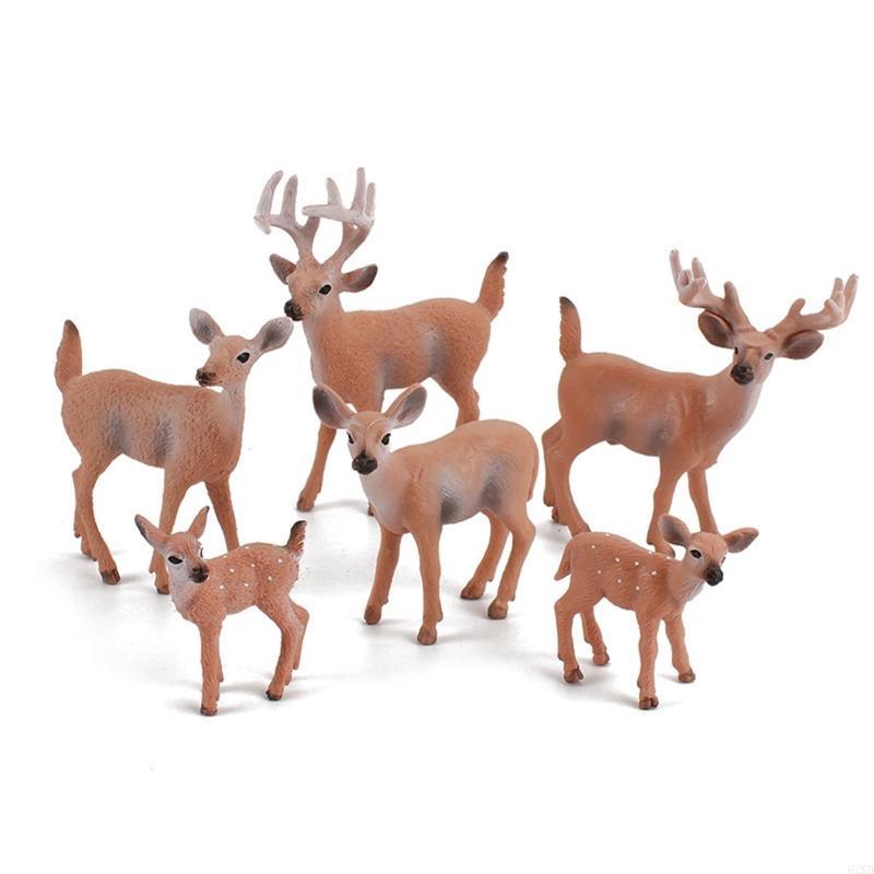 62KD Artificial Deer Family Figurines Miniature Cake Toppers Home Decoration