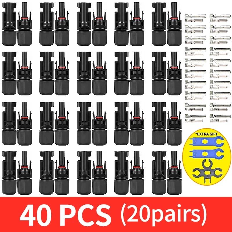 600/400/200/100/10Pcs Solar Panels Connectors Kit, PV Plug 1000V DC 30A, for Photovoltaic MC Cable 2.5/4/6mm²