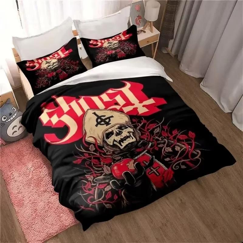 Rock Band Ghost Pattern Bedding Set For Bedroom Soft Modern Bedspreads Comefortable Kids Duvet Cover Quilt Cover And Pillowcase