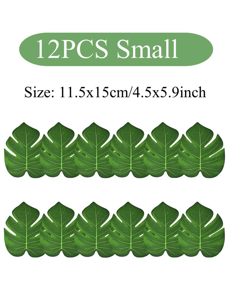 24pcs Artificial Tropical Palm Leaf Jungle Beach Theme Party Flower Accessories Cup Mat Wedding Birthday Party Home Table Decor