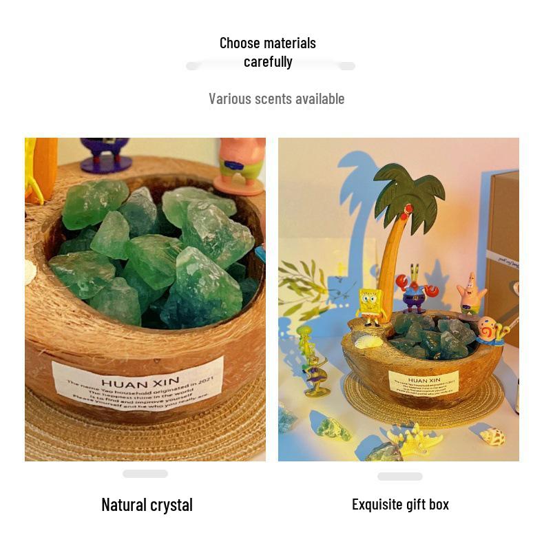 Coconut Tree Aroma Crystal Stone Gift Box - High-End Fragrance Diffuser Ornament for Birthdays