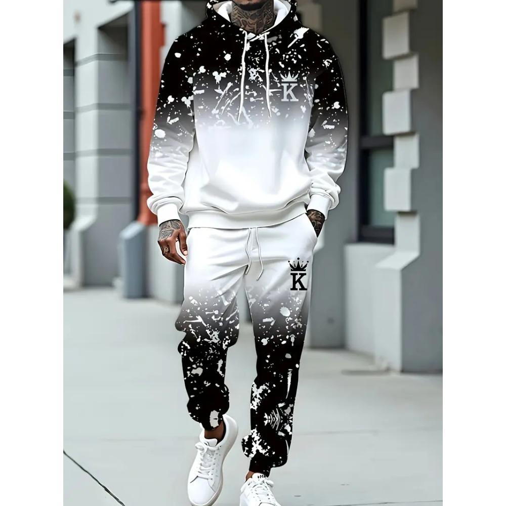 

Spring Autumn King 3D Printed Hoodie Suit Men Sweatshirts Sweatpants Casual Fashion Two Piece Tracksuit Set Men s Clothing 5XL